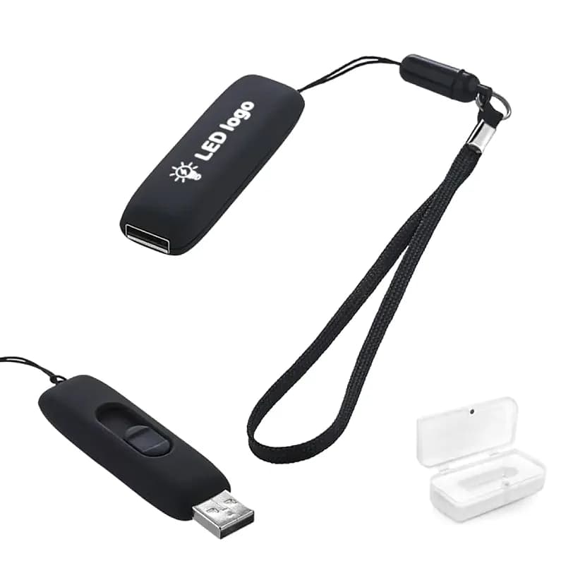 Işıklı Kauçuk USB Bellek, 16 GB ve Beyaz — logolu promosyon ürünü