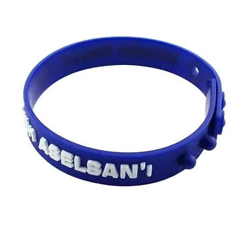 Silikon Bileklik, Beyaz Mavi — logo baskılı promosyon seçeneği