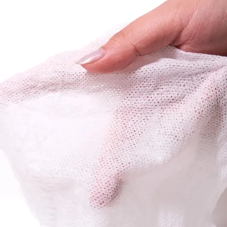 promosyon beyaz delikli kumaş mendil, tek parça, el ile tutuluyor, yazısız, beyaz arka plan