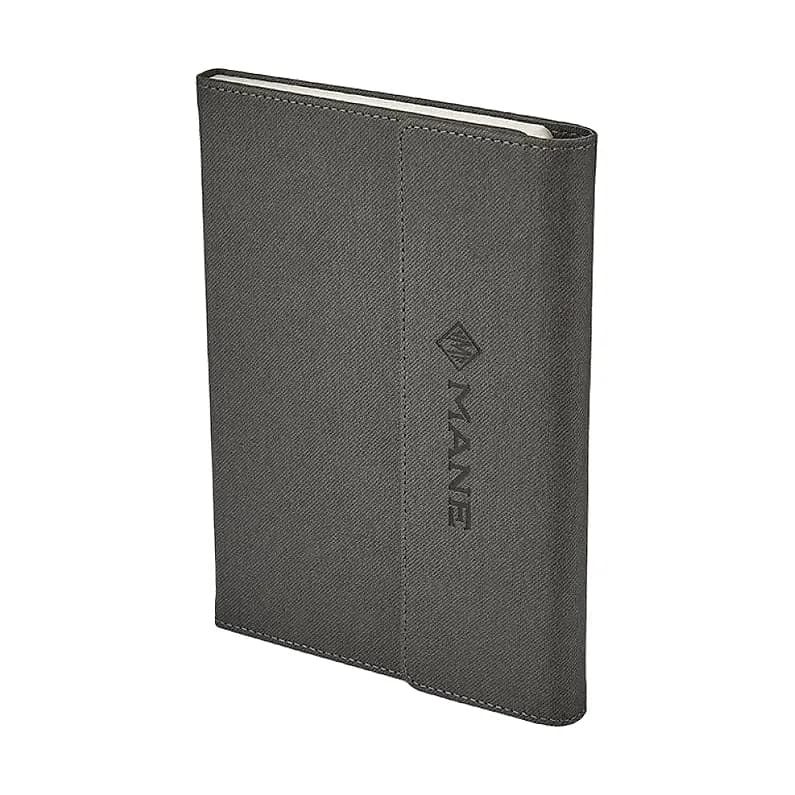 Antrasit keten dokulu promosyon defter, dikişli kenar ve dikey kapak şeridi