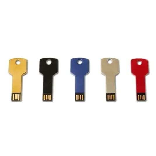 promosyon beş adet anahtar şeklinde USB bellek, altın siyah mavi gümüş ve kırmızı