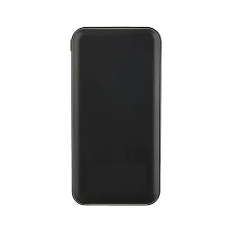 Promosyon dikdörtgen siyah powerbank, boş ön yüzüyle stüdyo çekimi