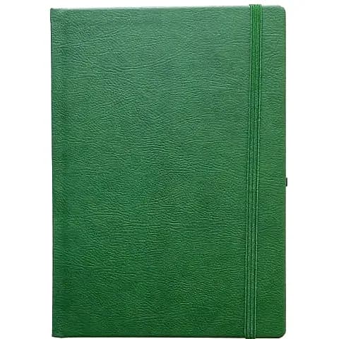promosyon yeşil dokulu defter kapağı, sağda lastik bant, tek adet, baskısız, beyaz zemin