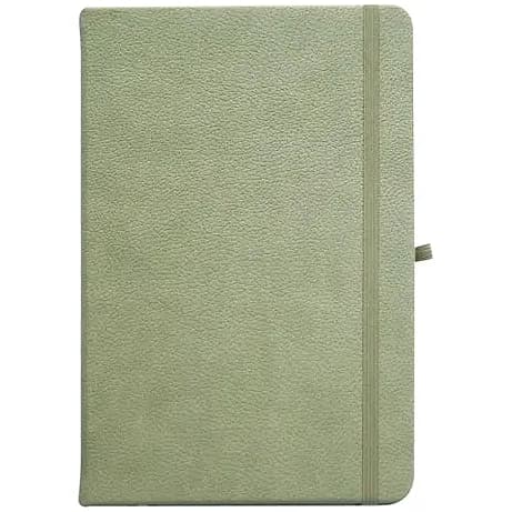 promosyon adaçayı yeşili suni deri kapaklı lastikli defter, yanda küçük kalem halkası
