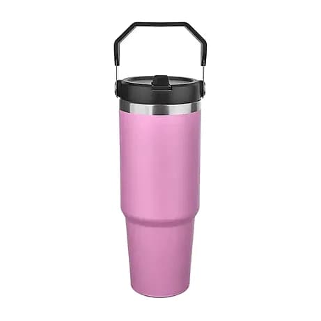 Promosyon pembe termos bardağın katlanabilir taşıma kulpu ve çelik bileziği