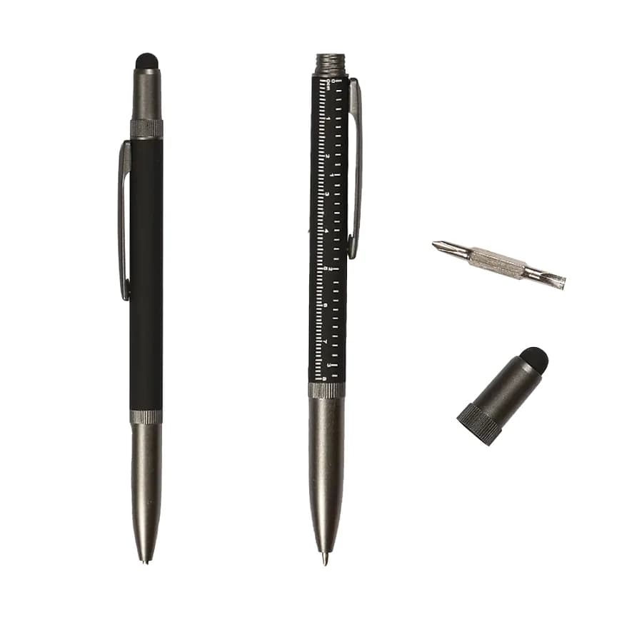 Desenli Metal Gövdeli Tablet Kalemi, Siyah — logo baskılı promosyon seçeneği