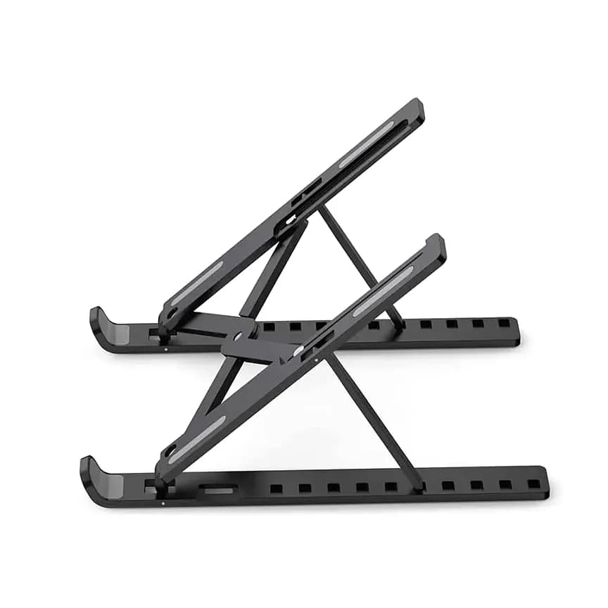 Promosyon siyah metal ayarlanabilir laptop standı, çift raylı ve katlanır