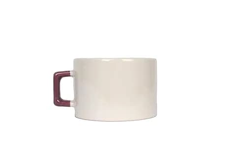 Krem promosyon Nescafe fincanı; bordo kulpu solda, baskısız yan çekim