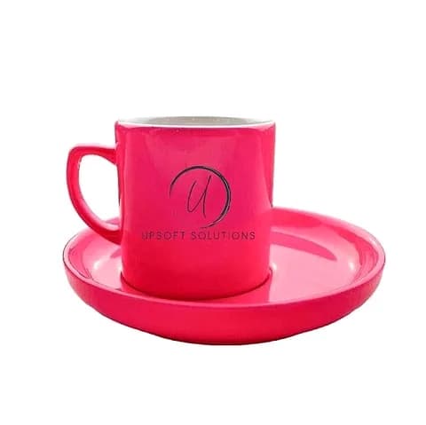 Neon Pembe Porselen Kahve Fincanı | 100 Adetten için logolu promosyon üretimi