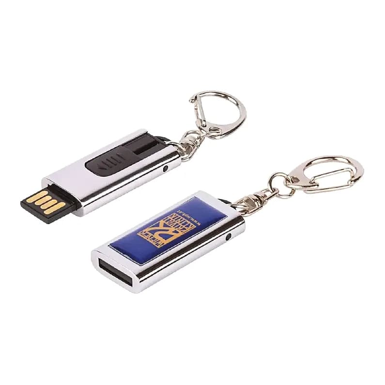 Gümüş Metal USB Bellek, 8 GB, Halkalı — logolu promosyon ürünü