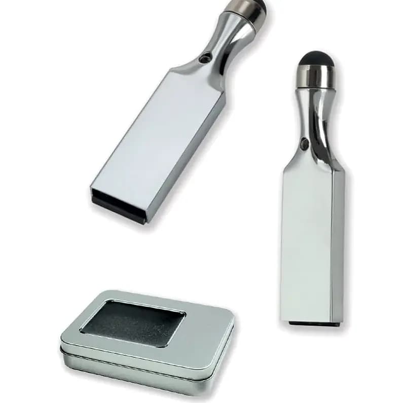 8 GB Metal USB Bellek, Dokunmatik Kalem Uçlu — logolu promosyon ürünü