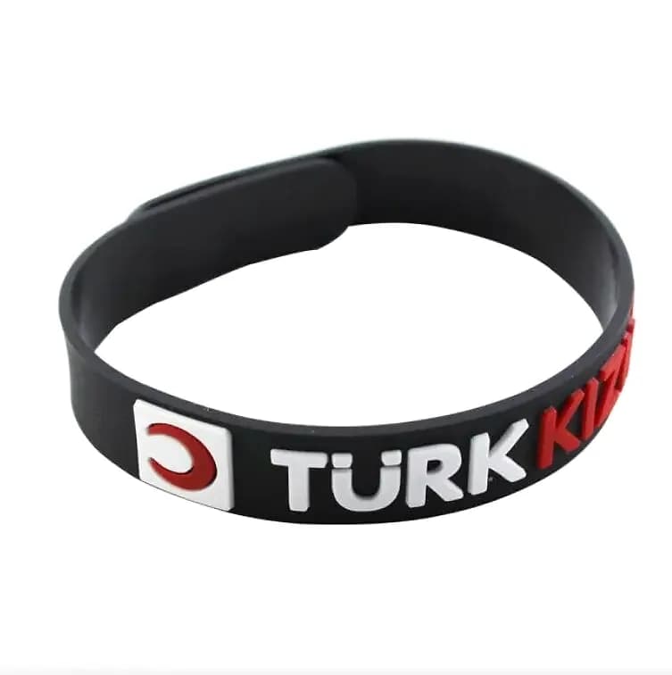 Tokasız Kauçuk Bileklik, Siyah Kapalı Halka — logo baskılı promosyon seçeneği