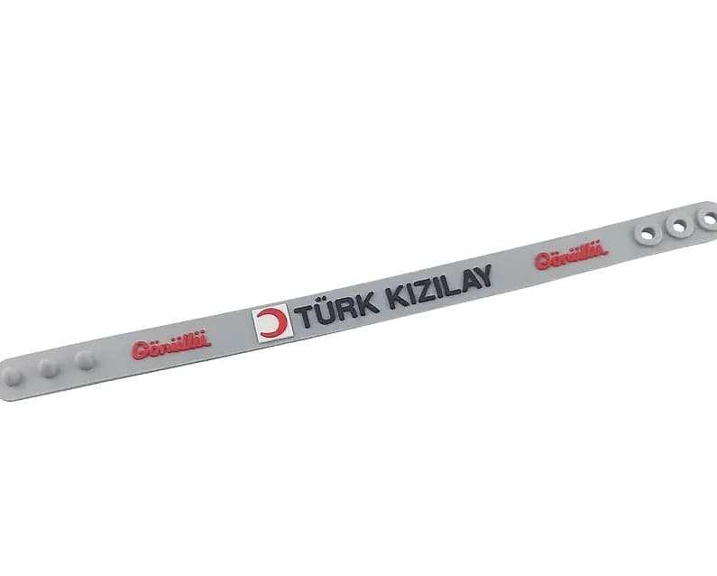 Kauçuk Bileklik, Delik Çıkıntı Kapamalı, promosyon kataloğunda logolu model