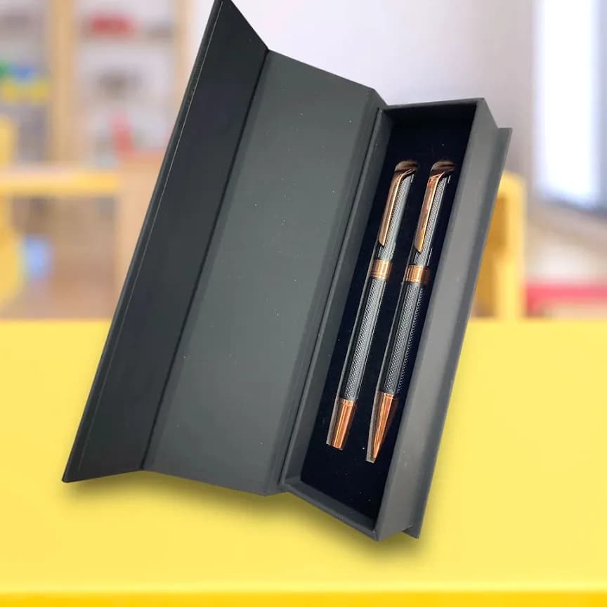 İkili Rose Aksam Özel Kutulu Kalem Seti — logo baskılı promosyon seçeneği