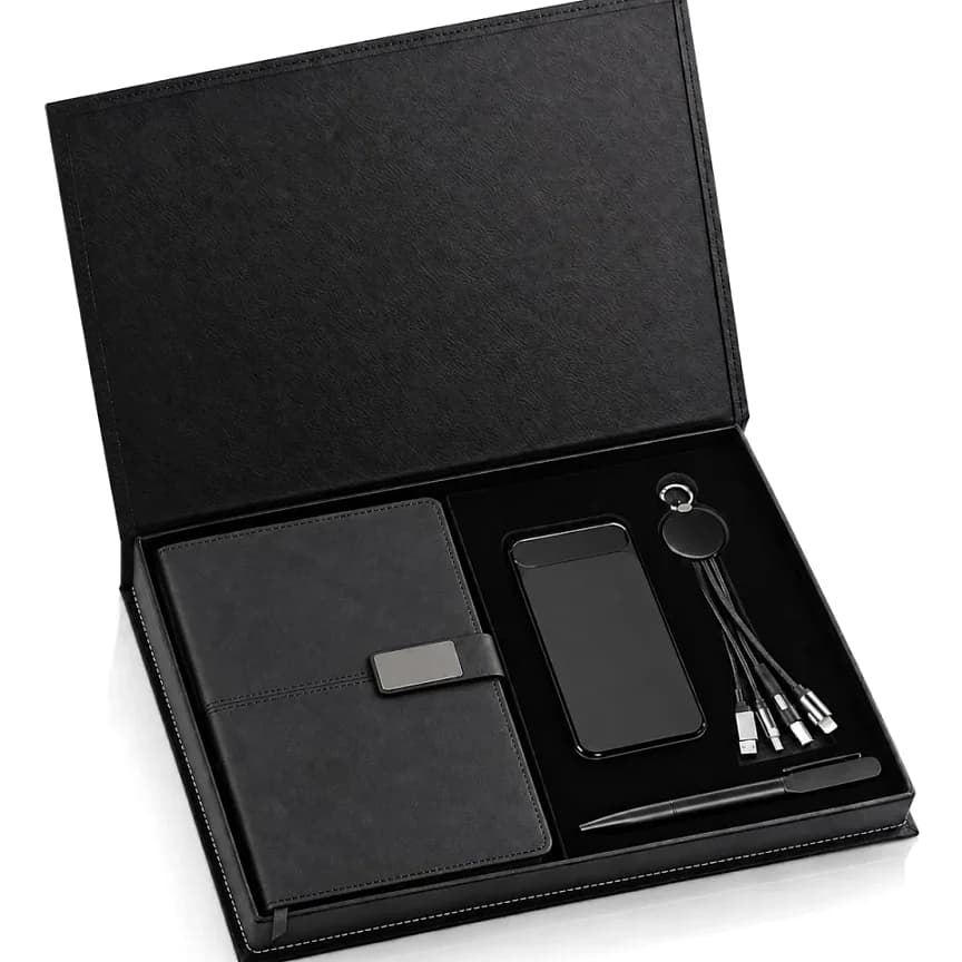 Özel İmalat Set — Defter, Kalem, 10.000 mAh Şarj — logo baskılı promosyon seçeneği